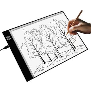 A4 LED Light Box for Tracing and Drawing - Ultra Thin Adjustable Light Table, USB Trace Light UP Pad Screen, Small Copy Board Tracer for Kids Artists, Sketching, Stenciling, and Art Crafting.