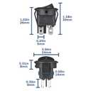 2 x VEXUNGA Round Rocker Switch 4 Pin Circle Switches Square On Off 6A 250V 10A 125V AC Black Round Toggle Switch Square for Car Marine Boat (Pack of 5pcs)
