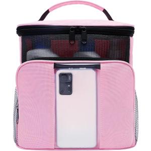 Mesh Shower Caddy,Portable HangingTravel Toiletry Bag Dorm Room Essentials for College Students Girls,Large Makeup Organizer for Full-Sized Toiletries,Travel Essentials for Women Girls Camping Beach (Pink)