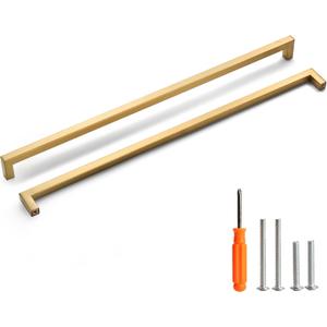Cabinet Pulls Gold Cabinet Handles Square Drawer Pulls, 5 Pack 18 Inch Stainless Steel Kitchen Door Cupboard Cabinet Handles, Drawer Hardware Handles, 458mm Hole Centers