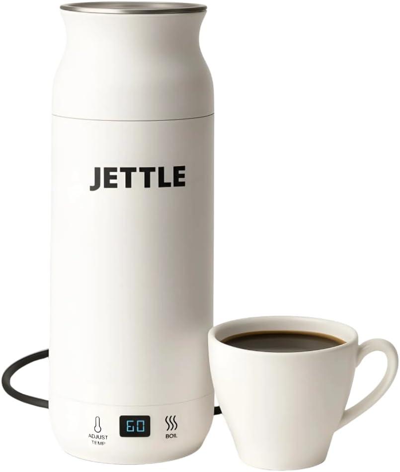 Electric Kettle - Travel Portable Heater for Coffee Tea Milk Soup - Stainless Steel Travel Water Boiler tea pot with Temperature Control - LED - Automatic Power Off - 450ml - Kitchen Appliance (White)