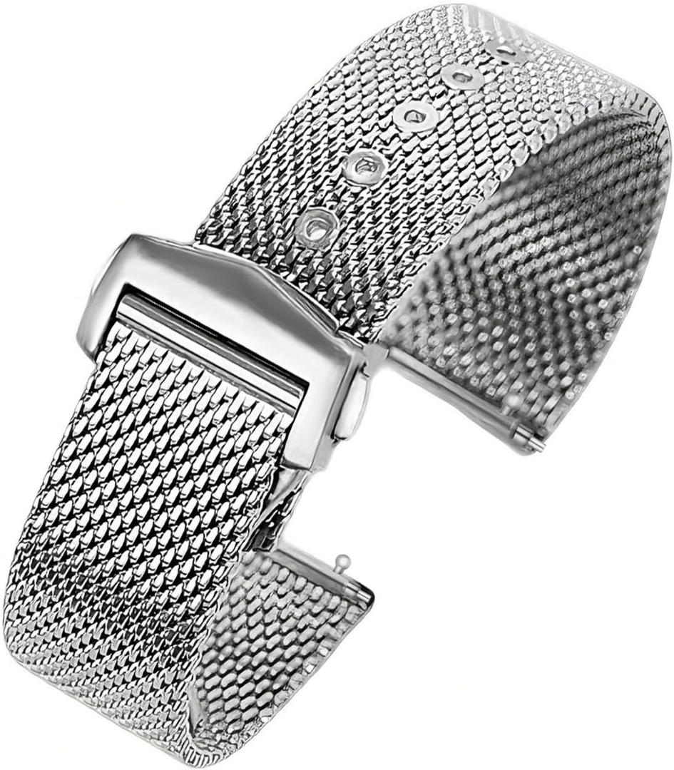 20mm Stainless Steel Watch Band,compatible with Omega Seamaster 300mQuick-release Metal strap 316L Deployment Clasp For 20mm Watch Band Replacements Silver/Black