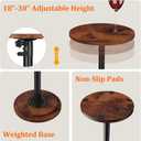 Drink Table, Small Round Side Table - 360° Swivel Height Adjustable for Small Spaces, Pedestal Martini Table for Sofa Couch, Living Room, Bedroom, Vintage