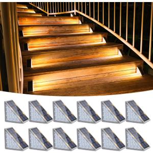 VOLISUN Outdoor Stair Lights 12 Pack, Solar Step Lights Waterproof IP67,80 Lumen, Led Step Light Outdoor for Garden Backyard Stair, Front Door, Porch and Deck(Warm White)