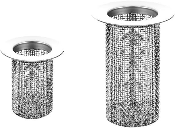 2 Pack Sink Drain Hair Catcher Shower Drain Strainer Stainless Steel Long Cylinder Tub Mesh Strainer Slop Basket Filter Trap for Bathroom Sink Utility Room Laundry Room RV Lavatory Bathtub