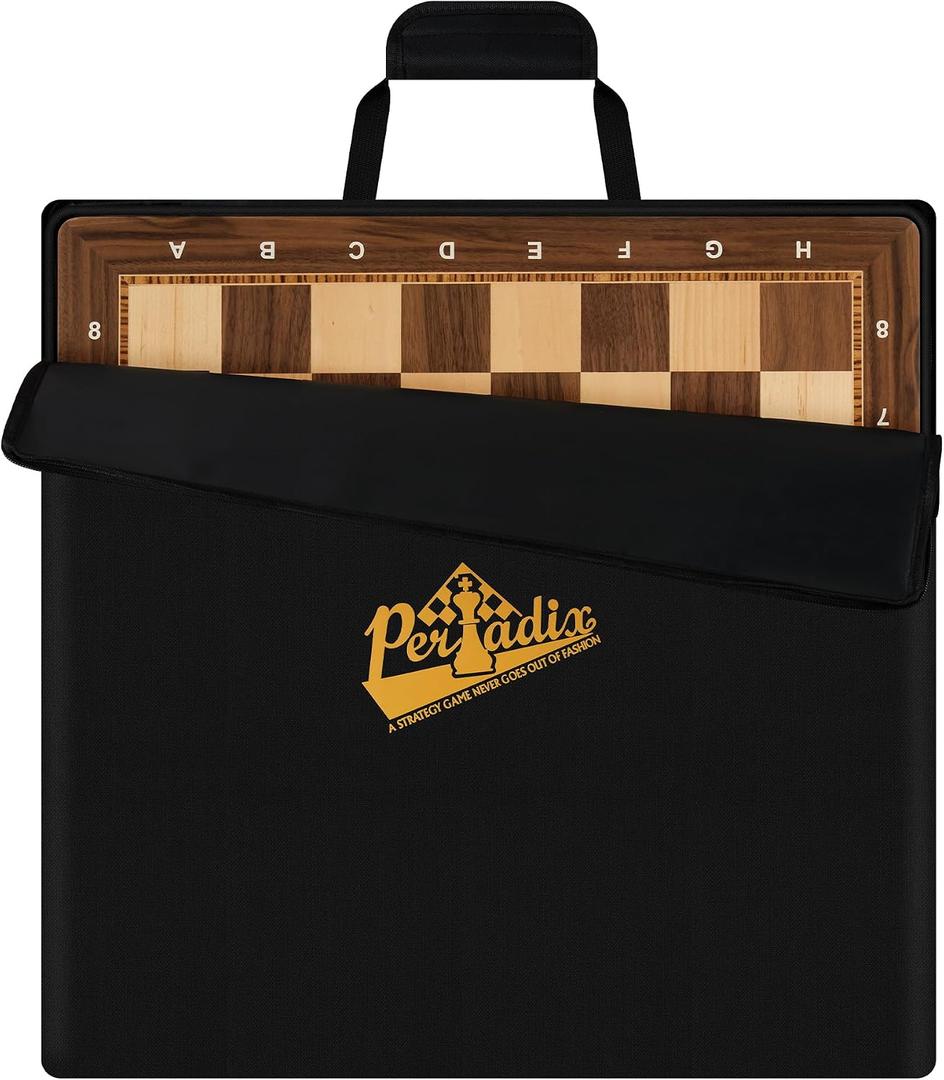 Peradix Wooden Chess Board 18.89" Professional Tournament Chessboard With Storage Bag, Walnut & Maple Inlaid, Premium Classic Board Game For Adults, Kids And Family Game Night, Gift Package, No Pieces