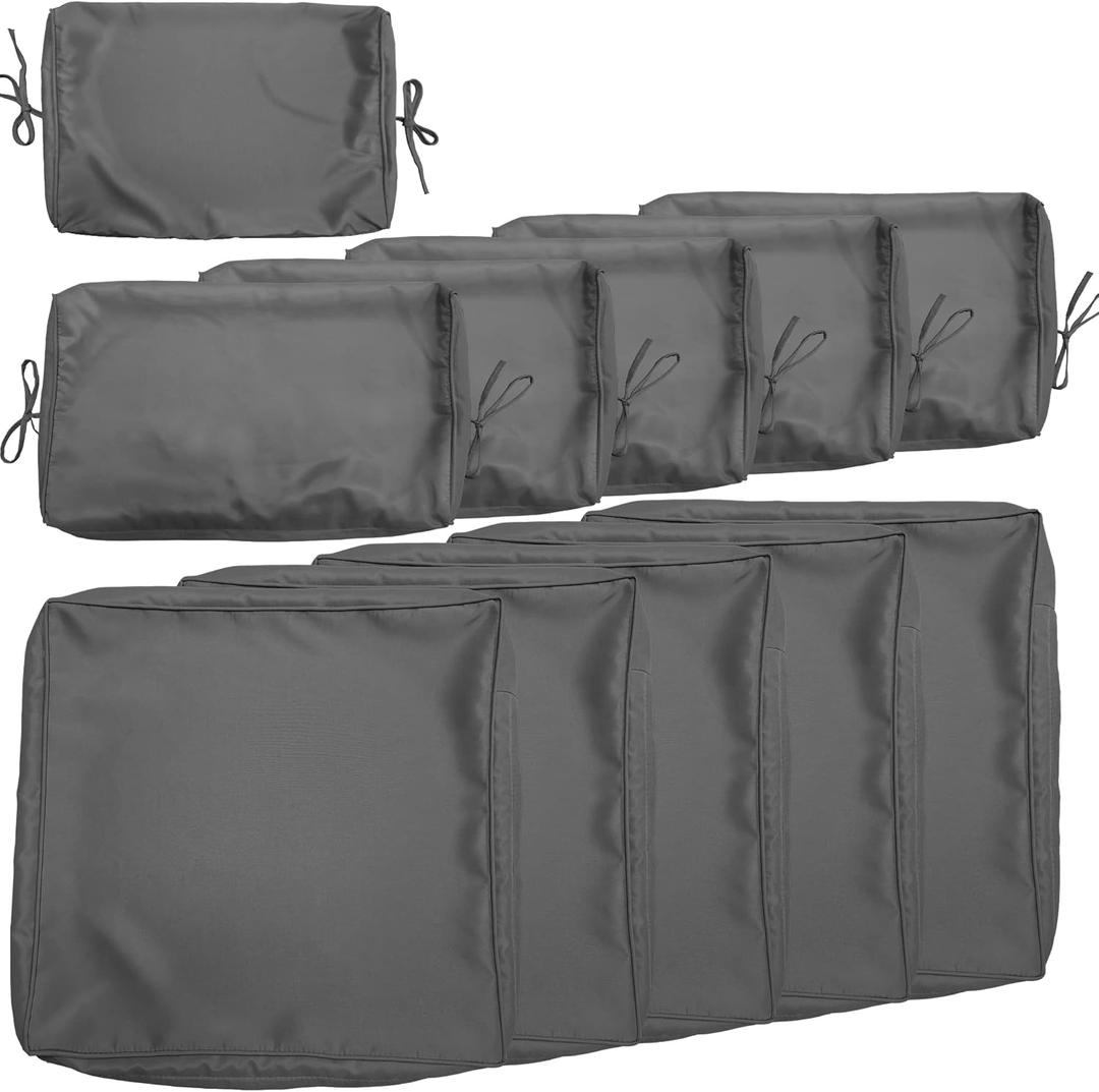 Outdoor Patio Cushion Cover Replacement, Outdoor Cushion Slipcovers for Patio Furniture Patio Sofa Couch Outside Zipper Design w/5 Seat Cushion Covers and 6 Backrest Pillow Cover(Grey)