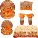 182pcs Fall Paper Plates and Napkins Set,Watercolor Fall Party Supplies Disposable Dinnerware for Autumn Leaves Thanksgiving Party Decorations,Serve 30 Guests