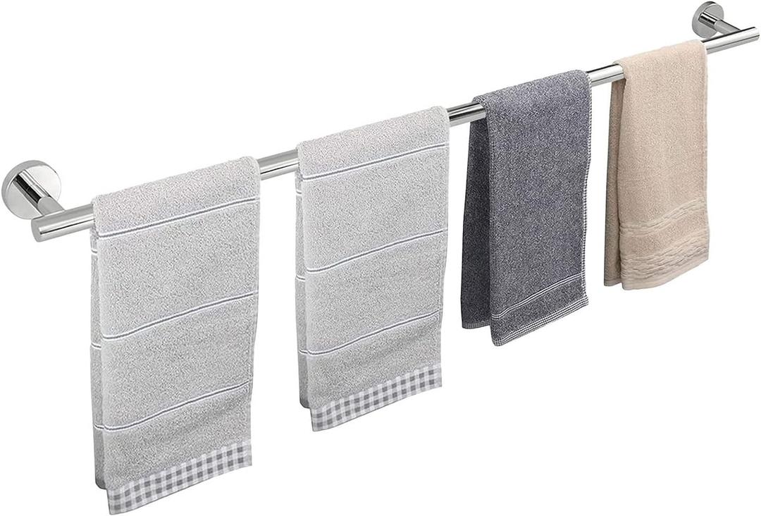 TocTen Bath Towel Bar - Thicken SUS304 Stainless Steel Bathroom Towel Holder, Towel Rod for Bathroom Heavy Duty Wall Mounted Towel Rack Hanger (36IN, Polished Chrome)
