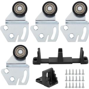 Sliding Closet Door Roller Kit  Top Hung Door Replacement Hardware with 1-Inch Convex Ball Bearing Wheels, Stamped Steel, 1/4" & 1/2" Offset Brackets2Set