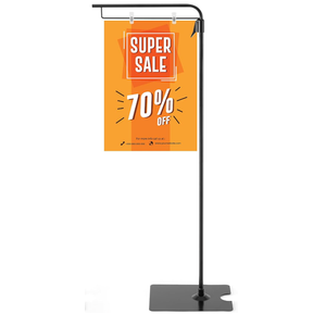 Blulu 1 Pcs Adjustable Hanging Poster Stand Sign Holder 43-87 Inch Pallet Floor Standing Poster Display Black Heavy Duty Double Sided Clip on Mobile Banner Stand with Base for Outdoor Hanging Display