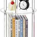 Clear Round Acrylic Side Table for Small Spaces, 11.81" L x 11.81" W x 38.7" H, 4 Tier Small Modern Drink End Table Nightstand, Minimalist Bedside Table for Living Room, Bedroom, Bathroom