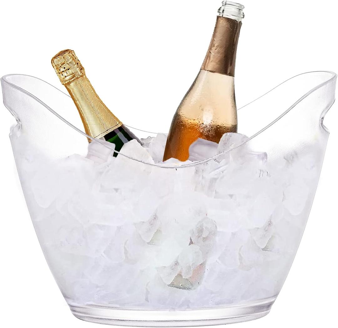 Yesland Ice Bucket Frosted Plastic 3.5 Liter Storage Tub - Perfect for Wine, Champagne or Beer Bottles