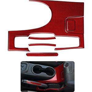 Car Gear Shift Lower Panel Sticker Carbon Fiber Decal Interior Trim Cover for Jeep Wrangler 2011 2012 2013 2014 2015 2016 2017 Accessories (Red)