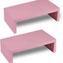 Dual Monitor Stand 15 Inch, Pink Laptop Stand with Plywood for 2 Monitors for Home and Office Organize