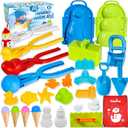 Max Fun 25Pcs Winter Snowball Tool Kit with Handle for Snow Ball Shapes Fights Duck for Kids Toddlers Adults Outdoor Sand Molds Beach Toys
