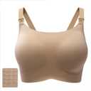 Nursing Bras for Breastfeeding Seamless Maternity Bra Wireless Pregnancy Sleep Bralette Natural Shape Support (Beige, L)