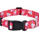 Mihqy Dog Collar with Bohemia Floral Tribal Geometric Patterns - Soft Ethnic Style Collar Adjustable for Small Medium Large Dogs(Red Flower,L)