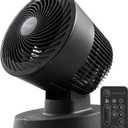 IRIS USA WOOZOO Air Circulator Fan with Remote, Oscillating, 3 Speeds, 56ft Max Air Distance, Adjustable Tilt, Quiet Motor, Small Fan for Bedroom, Office, Dorm, Black