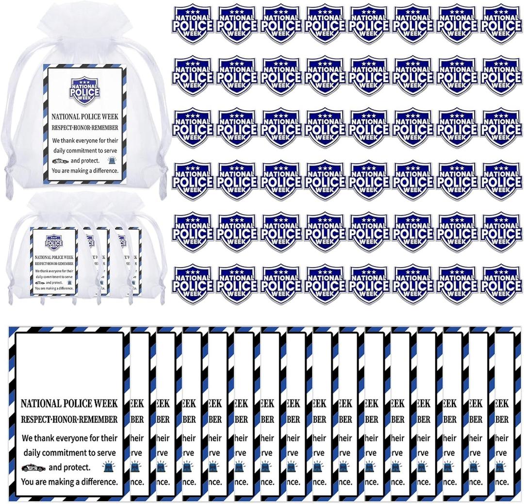 Huquary 50 Sets National Police Week Gifts Police Badges Pins Bulk Polices Retirement Graduation Party Favors Honor The Men and Women of Law Enforcement