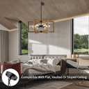 6 Light Farmhouse Chandelier, 23.62" Modern Chandelier for Entryway with Wooden Finish Industrial Rustic Hanging Pendant Light for Bedroom,Kitchen,Foyer,Living,Dining Room Lighting Fixtures