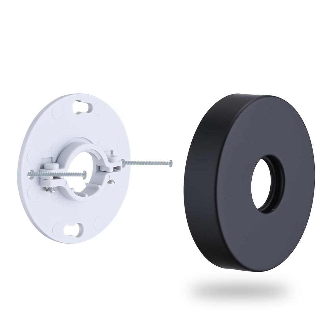 RAINREVIVE Matte Black Shower Arm Flange, Metal Shower Arm Stabilizer Bracket and Flange Cover Plate