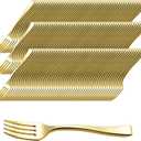 150 Pack Gold Mini Forks 4 Inch Plastic Disposable Forks Gold Dessert Forks Heavy Duty Plastic Tasting Forks for Appetizers, Tastings, Cocktails, Dessert Cups