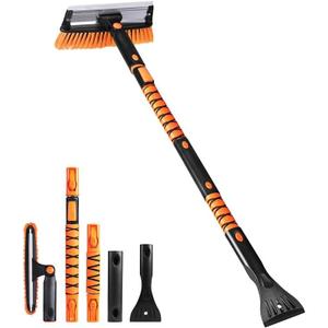 EcoNour 49" Extendable Squeegee Snow Brush and Ice Scraper for Car Windshield & Windows | 270 Telescopic Snow Broom with Pivoting Squeegee | Heavy Duty Car Snow Removal Tool for SUV, Truck & Car