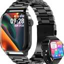 Smart Watch for Men with Answer/Make Calls, 1.85" HD Display Fitness Tracker Watch with Waterproof 100+Sports Modes Health Monitor Sleep Monitor for iOS Android  (Black)