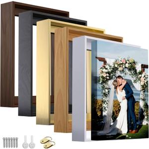 Canvas Floater Frame for 1"–1.25" Gallery Wrapped Canvas, Floating Picture Frame Kit for Wall Art, Oil Paintings, Posters, Photography Prints, Shadow Gap Display Frame, DIY Assembly with Hanging Hardw