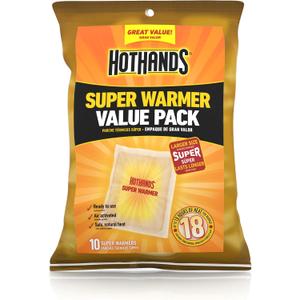 HotHands Body & Hand Super Warmers - Long Lasting Natural Odorless Air Activated Warmers - Up to 18 Hours of Heat - 10 Individual Warmers