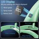 Misting Fan Neck Fans that Blow Cold Air-Foldable Fan with Water Spray Misting,Rechargeable Battery Neck Fan,Cordless Quiet Face Travel,Best Gifts for Birthday Light Green