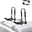 VEVOR Kayak Roof Rack 1 Pair J-Bar, Soft Roof Rack Quick Folding, Top Mount Tie Down, Carrier for Kayak, Surf Board, Canoe, SUP, Ski Board, Mount on Car, SUV, Truck, 1 Kayak