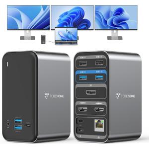 TobenONE Laptop Docking Station with 2 HDMI/DP, Docking Station Dual Monitor with Power Supply 100W, 7 USB-C/A Ports,Ethernet,Compatible for Thunderbolt 4/3 Windows/Dell/HP/Lenovo