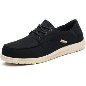 Steel Toe Loafers Shoes for Men Lightweight Casual Work Safety Industrial Construction Sneakers Slip On Indestructible Work Shoes (6.5, Black)