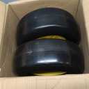 GICOOL 2-Pack 13x5.00-6 Flat Free Lawn Mower Tire and Wheel Assembly, 13" Solid Smooth Tread PU Tire with 3/4" or 5/8" Bearing, 3.25"-5.9" Adjustable Centered Hub for Zero Turn Mowers