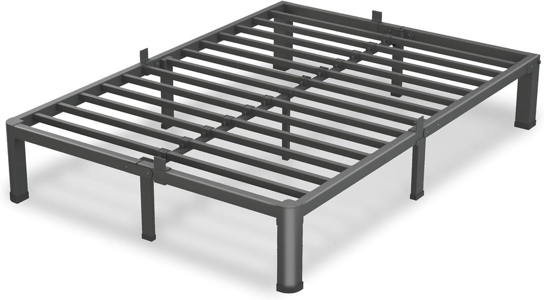 7 Inch Queen Bed Frame, 3500Lbs Heavy Duty Metal Platform with Round Corner Legs Mattress Slide Stopper, Steel Slat Support No Box Spring Needed, Noise Free, Non-Slip, Easy Assembly