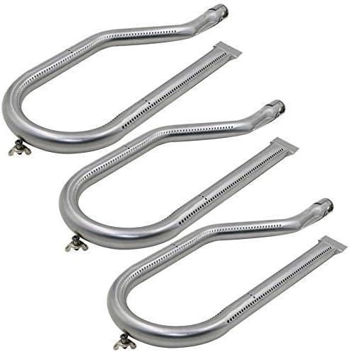 Hisencn Stainless Steel Gas Grill Burner Replacement, BBQ Tube Pipe Burner Parts for Costco Kirkland 720-0011, 720-0108, 720-0021, Nexgrill, Virco Classic Models, 16 1/ 2 inch x 6 1/ 8 inch, Set of 3
