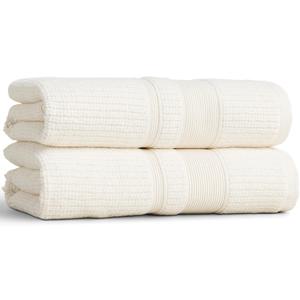 Preston Lane Douro Hand Towel Set 2 Pack Luxury Cotton Towels, Ultra Soft & Absorbent, Quick-Dry Spa-Quality Bathroom Towels, Made in Portugal, Alabaster 18.5 x 27.5