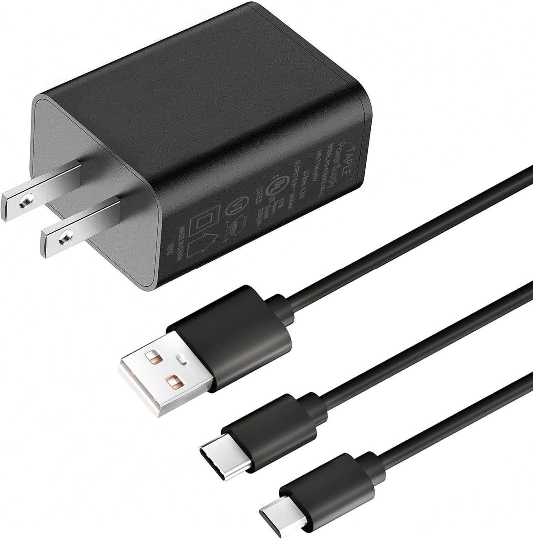 Charger Made for All Kindle Fire Tablets, Kindle E-Reader, Paperwhite, Oasis, Colorsoft, Scribe, Voyage, Kindle Kids Edition with 6.6FT USB Type C&Micro USB Cable (UL Listed)