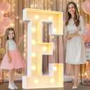 Pooqla 4 FT Marquee Light Up Letters, Marquee LED Lights 4 Feet Tall, Giant Letter Sign Big Mosaic Letters for Balloons Birthday Party Anniversary Wedding Decorations, Warm White Letter E