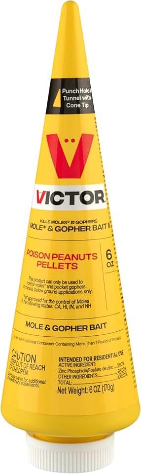 Victor M6006 Outdoor Mole & Gopher Poison Peanuts - Mole and Gopher Bait Killer, Pack 4