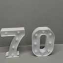 Pooqla Decorative LED Light Up Number Letters, White Plastic Marquee Number Lights Sign for 70th Birthday Party Wedding Decor, Battery Operated (70)