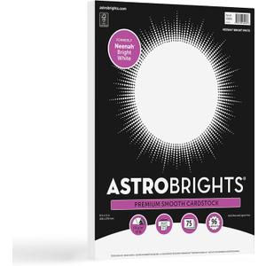 Astrobrights/Neenah Bright White Cardstock, 8.5" x 11", 65 lb/176 gsm, White, 75 Sheets (90905-02) 