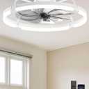 Ensenior Ceiling Fans with Lights and Remote, 24'' Low Profile Ceiling Fan Flush Mount, APP Control, 6 Speed, 3CCT, Quiet Reversible DC Motor, Dimmable Modern Ceiling Fan with Light for Bedroom-White