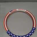 Dotesy Leather Auto Steering Wheel Cover, Fashion Flag Style Car Steering Wheel Cover Protector Universal for 36.5-38cm (American Flag)