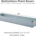 Meberam 2 Pack 6x1.5x1FT Galvanized Raised Garden Beds Kit Outdoor Metal Gardening Planter Box for Vegetable Elevated Flower Herbs,Gray