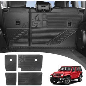 REFORM DESIGN Rear Seat Back Protectors Backrest Mat for 2018-2023 Jeep Wrangler JL 4 Door, 4 PCS Split Covers with Folding Lip, Jeep Wrangler Accessories Dog Seat Liner (4 PCS  With folding lip)