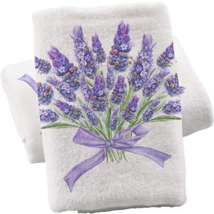 ALAZA Lavender Purple Hand Towels for Bathroom Set of 2, Fingertip Towel Face Towel Cotton Soft Absorbent Decorative Bath Towels 15.5x29.5 inch, Bouquet of Lavender Flowers