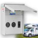 RV Electrical Outlet Panel, Temporary Power Outlet Panel, with 20, 30, 50 Amp Receptacle Installed, Prewired, Weatherproof Breaker Box for RV Hookup Camper Travel Trailer Motorhome